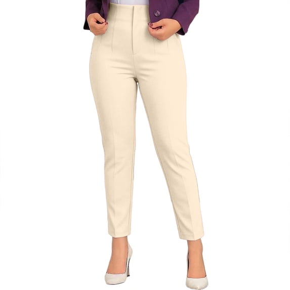 hoksml Women's Dress Pants Spring Summer Business Casual Ankle Length Pants Stretch Slim Fit Work Trousers with Pockets