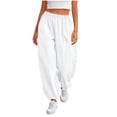 thumbnail image 1 of hoksml Women's Elastic Waist Cuffed Pants, Casual Loose Harem Pants with Pockets for Summer, 1 of 7