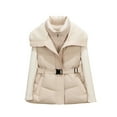 thumbnail image 1 of hoksml Women's Fall Winter Down Vest Stand Collar Sleeveless Jacket Slim Light Adjustable Buckle Belt Zipper Puffer Vest Top with Pockets, 1 of 9