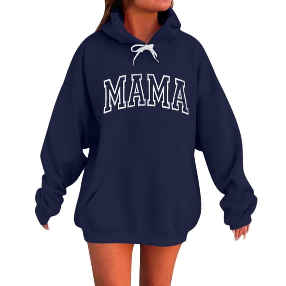 hoksml Women's Fashion Hoodies Solid Letter Printing Pattern Hooded Drawstring Bandage Sweatshirts Casual Long Sleeve Pullover Tops