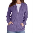 thumbnail image 1 of hoksml Women's Fashion Solid Color Ribbed Knit Hooded Top Coat Long Sleeve Loose Drawstring Hoodies with Pocket, 1 of 7