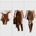thumbnail image 1 of hoksml Women's Faux Suede Fringe Skirts High Waist Mini Skirt, Asymmetrical Midi Skirt, and Tiered Fringe Maxi Skirt with Back Zipper for Western and Festival Wear, 1 of 9