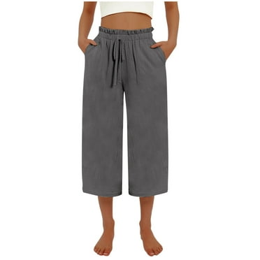 hoksml Women's Five Pants Sweatpants Cozy Wide Legs Cropped Five Pants with Pockets Jogger Pants Workout Yoga Short Pants on Clearance(US=4-16)