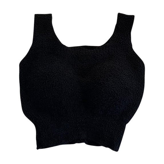 hoksml Women's Fleece Bralette with Built-In Bra - Thermal Tank for Winter, Cozy and Supportive
