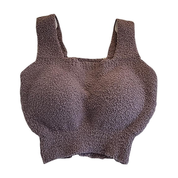 hoksml Women's Fleece Bralette with Built-In Bra - Thermal Tank for Winter, Cozy and Supportive