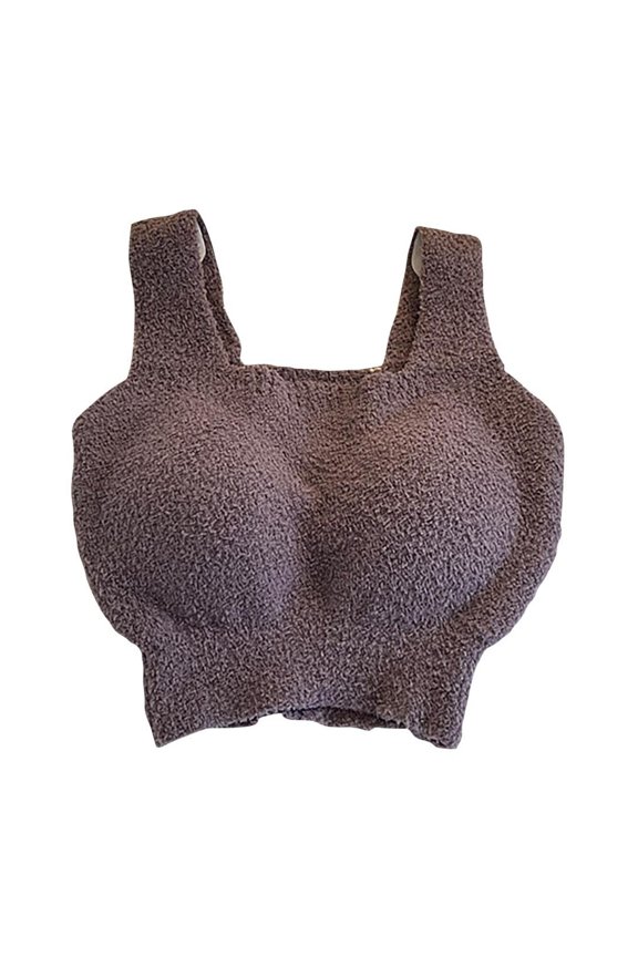Women's Fleece Bralette with Built-In Bra - Thermal Tank for Winter, Cozy and Supportive