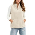 thumbnail image 1 of hoksml Women's Fleece Stand Collar Vest, Zip Up Sleeveless Loose Casual Layering Gilet for Spring Fall Winter, 1 of 7