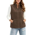 thumbnail image 1 of hoksml Women's Fleece Stand Collar Vest, Zip Up Sleeveless Loose Casual Layering Gilet for Spring Fall Winter, 1 of 7