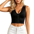 thumbnail image 1 of hoksml Women's Front Hook Deep V Crop Corset Tank Top Wide Strap Shapewear Camisole Everyday Comfort, 1 of 6