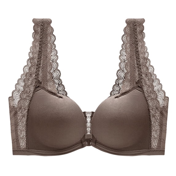 hoksml Women's Full Coverage Lace Racerback Front Closure Bra, Push Up Supportive Everyday Bra