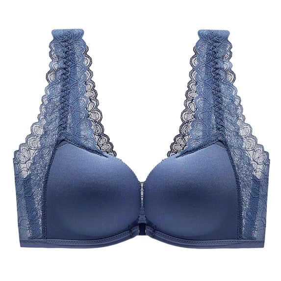 hoksml Women's Full Coverage Lace Racerback Front Closure Bra, Push Up Supportive Everyday Bra
