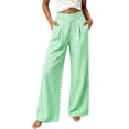 thumbnail image 1 of hoksml Women's Gingham Wide Leg Pants High Waist Pleated Front Button Lounge Trousers with Pockets for Daily Wear And Everyday Commuting, 1 of 9