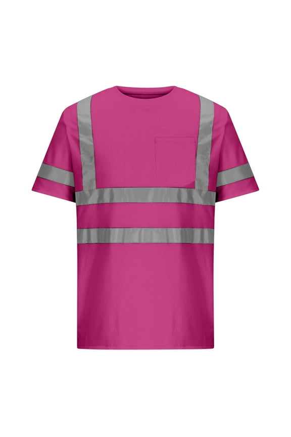 Women's High Visibility Short Sleeve Safety T-Shirt with Reflective Strips, Chest Pocket, Breathable Hi-Vis Work Top for Construction and Outdoor Use