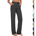 thumbnail image 1 of hoksml Women's High Waist Button Fly Straight Leg Dress Pants, Casual Work Trousers with Pockets Dark Gray, 1 of 7