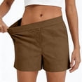thumbnail image 1 of hoksml Women's High Waist Casual Shorts, Elastic Back Pull-On Shorts with Pockets, Solid Color Everyday Summer Shorts, 1 of 6