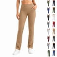 thumbnail image 1 of hoksml Women's High Waist Slim-Fit Flare Leg Pants, Stretch Yoga Trousers with Front and Back Pockets, 1 of 9