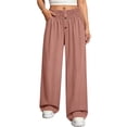 thumbnail image 1 of hoksml Women's High Waist Straight Leg Pants, Casual Button Detail Trousers with Pockets and Shirred Waist, 1 of 5