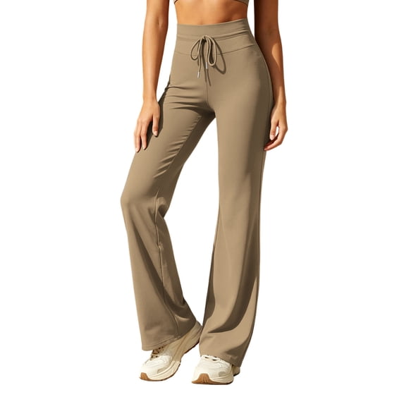 hoksml Women's High Waisted Flare Yoga Pants Drawstring Soft Stretchy Straight Leg Bootcut Workout Trousers for Gym and Lounge
