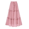 thumbnail image 1 of hoksml Women's High Waisted Tiered Midi Skirt, Flowy Ruffle A-Line Skirt for Casual Summer Vacation, 1 of 2