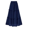 thumbnail image 1 of hoksml Women's High Waisted Tiered Midi Skirt, Flowy Ruffle A-Line Skirt for Casual Summer Vacation, 1 of 2