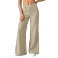 thumbnail image 1 of hoksml Women's High Waisted Wide Leg Pants Double Button Front Loose Fit Dress Pants with Pockets for Casual Office Work, 1 of 8