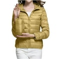 thumbnail image 1 of hoksml Women's Hooded Lightweight Quilted Puffer Jacket Winter Solid Color Long Sleeved Casual Zipper Coat with Pocket, 1 of 8