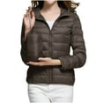 thumbnail image 1 of hoksml Women's Hooded Lightweight Quilted Puffer Jacket Winter Solid Color Long Sleeved Casual Zipper Coat with Pocket, 1 of 8