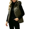 thumbnail image 1 of hoksml Women's Hooded Quilted Vest Full Zip Sleeveless Padded Warm Lightweight Gilet for Outdoor Travel Daily Casual Comfort, 1 of 8