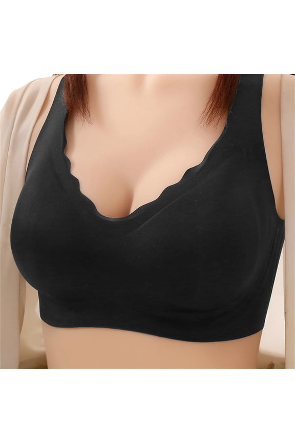 Women's Jelly Bra, Wireless Perforated Comfort Bra with Scalloped V-Neck and Heart Detail