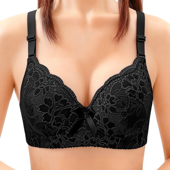 hoksml Women's Lace Push Up Underwire Bra, Firm Support and Snug Comfort, Soft Stretch Everyday Essential Undergarment