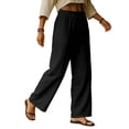 thumbnail image 1 of hoksml Women's Linen Blend Wide Leg Pants, Pull-On Trousers with Drawstring Waist and Side Pockets, 1 of 4