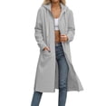 thumbnail image 1 of hoksml Women's Long Hooded Drawstring Sweatshirts Casual Solid Long Sleeve Side Slit Pocket Fashion Zipper Coat Tops, 1 of 6