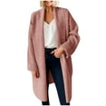 thumbnail image 1 of hoksml Women's Long Knit Cardigan Solid Color Lapel Collar Long Sleeve Open Front Sweater Coat Warm Duster Jackets for Fall Winter, 1 of 8