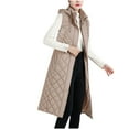 thumbnail image 1 of hoksml Women's Long Puffer Vest with Hood Sleeveless Down Jacket Lightweight Quilted Casual Coat Style Winter Wear, 1 of 3