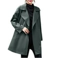 thumbnail image 1 of hoksml Women's Mid-Length Trench Coat Lightweight Casual Jacket Solid Color Notched Lapel Single Button Front Coat Relaxed Fit with Pockets, 1 of 8