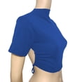 thumbnail image 1 of hoksml Women's Mock Neck Short Sleeve Cropped Top with Backless Crisscross Tie, Slim Fit Party Top for Clubwear, 1 of 5