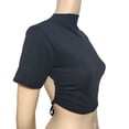 thumbnail image 1 of hoksml Women's Mock Neck Short Sleeve Cropped Top with Backless Crisscross Tie, Slim Fit Party Top for Clubwear, 1 of 9