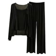 thumbnail image 1 of hoksml Women's Modal Pajama Set 3-Piece - Solid Color Cami Top and Light Long Sleeve Cardigan and Pants Lounge Wear, 1 of 5