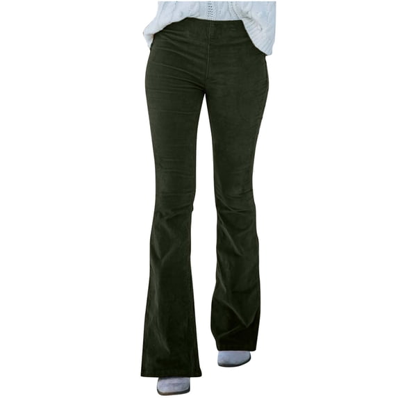 hoksml Women's Pants Fashion Comfortable Solid Color Pocket Casual Flared Pants Clearance
