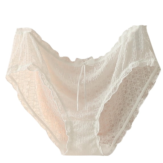 hoksml Women's Plus Size Breathable Mesh Lace Panties - Solid Color Comfort Underwear, High Waist Full Coverage Briefs