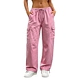 thumbnail image 1 of hoksml Women's Plus Size Loose Straight Leg Cargo Pants Elastic Waist Casual Work Trousers with Pockets, 1 of 6