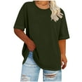 thumbnail image 1 of hoksml Women's Plus Size T-Shirt 5XL Solid Color Short Sleeve Crew Neck Basic Tee Loose Fit Layering Top for Spring Summer, 1 of 5