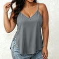 thumbnail image 1 of hoksml Women's Plus Size V-Neck Cami Top, Adjustable Spaghetti Strap Tank Top with Side Slits L-5XL, 1 of 7