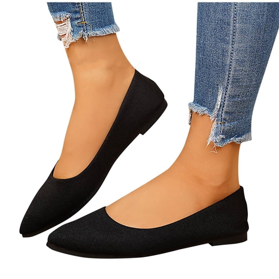 hoksml Women's Pointed Toe Flat Shoes, Classic Slip-On Ballet Flats for Work Casual Daily Wear, Multiple Colors Available