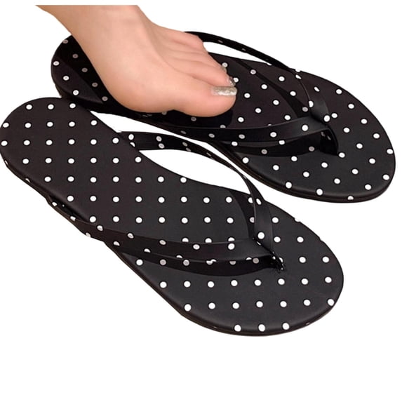 hoksml Women's Polka Dot Flip Flops, Non Slip Thong Sandals for Summer Beach Casual and Everyday Wear