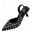 thumbnail image 1 of hoksml Women's Polka Dot Slingback Stiletto Pumps, Cloth Pointed Toe Heels for Party and Daily Wear, 1 of 9