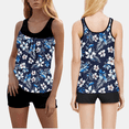 thumbnail image 1 of hoksml Women's Printed Tankini Top and Black Swim Shorts Set Casual Two-Piece Beach Swimsuit for Vacation, 1 of 9
