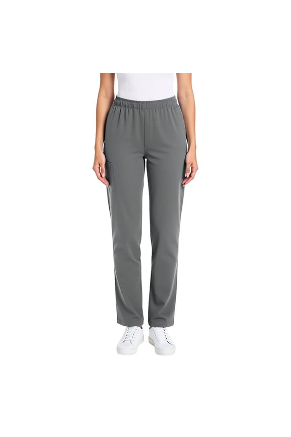 Women's Professional Work Uniform Pants Comfortable Loose Fit Elastic Waist Trousers with Pockets for Healthcare Service Labor