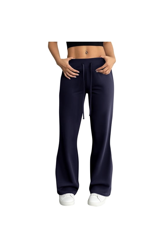 Women's Pull-On Flare Lounge Pants, Soft Knit with Drawstring Waist, Multiple Colors