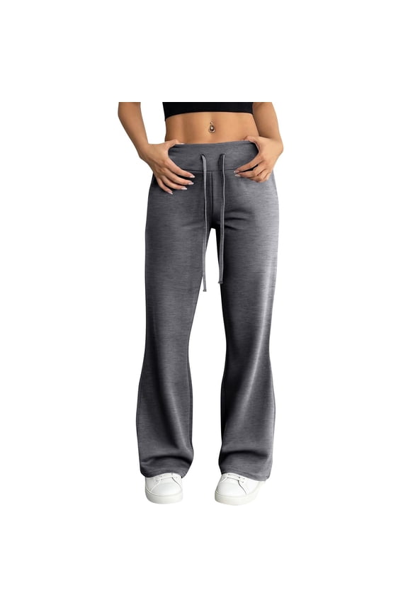 Women's Pull-On Flare Lounge Pants, Soft Knit with Drawstring Waist, Multiple Colors